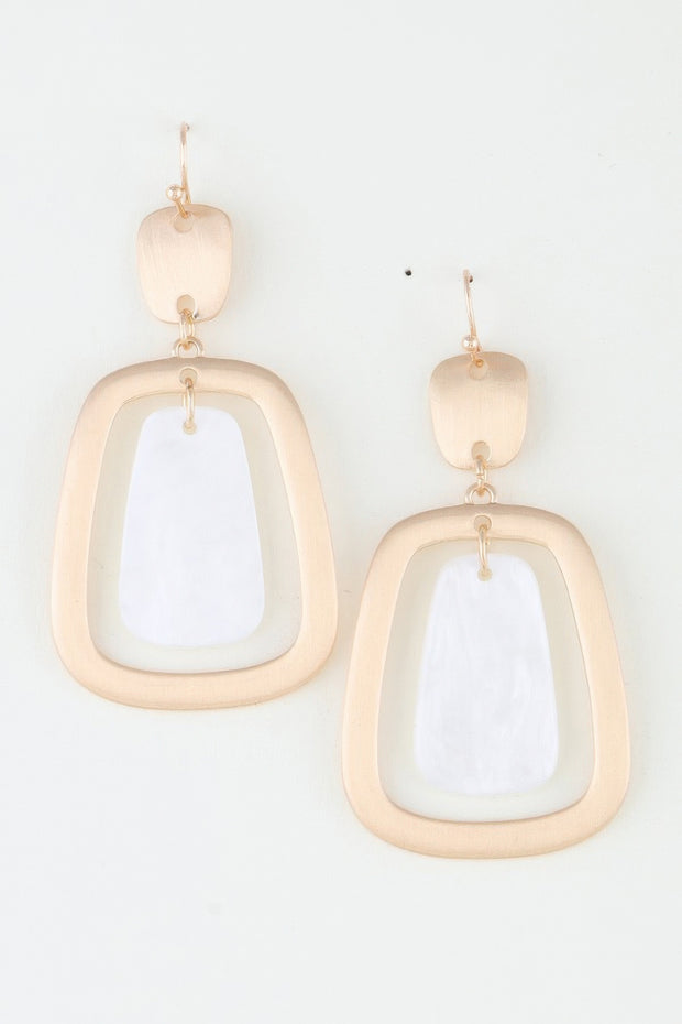 Modern Stone Frame Drop Earrings