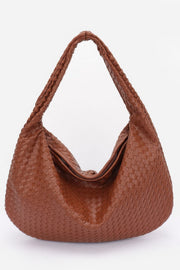 Faux Leather Braided Shoulder Bag