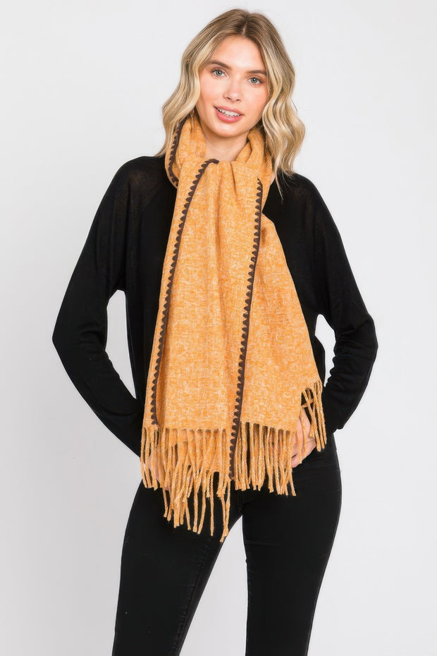 Textured Solid Fringe Scarf