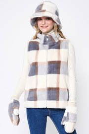 Plaid Faux Fur Vest