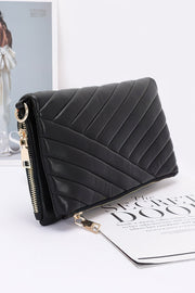 Quilted Faux Leather Half Folded Clutch