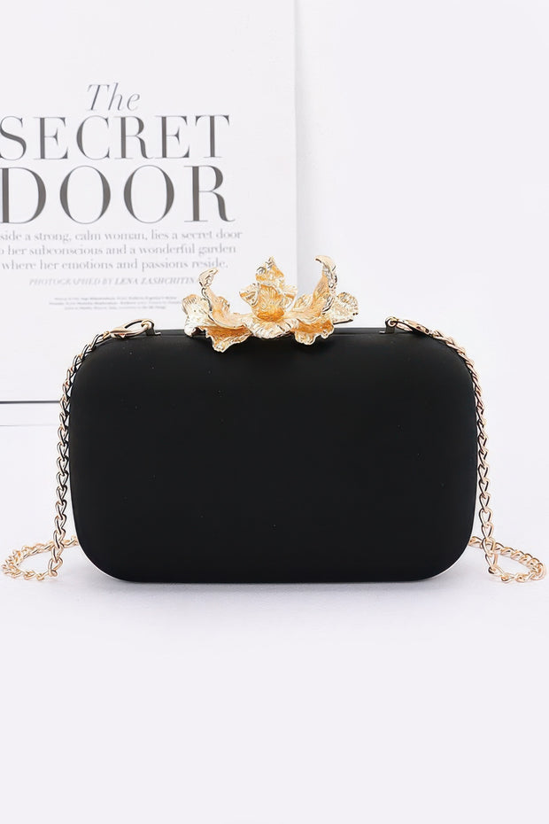 Big Metal Flower Satin Case Bag