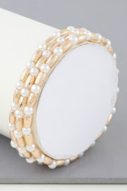 Triple Pillar Pearl Beaded Bracelet