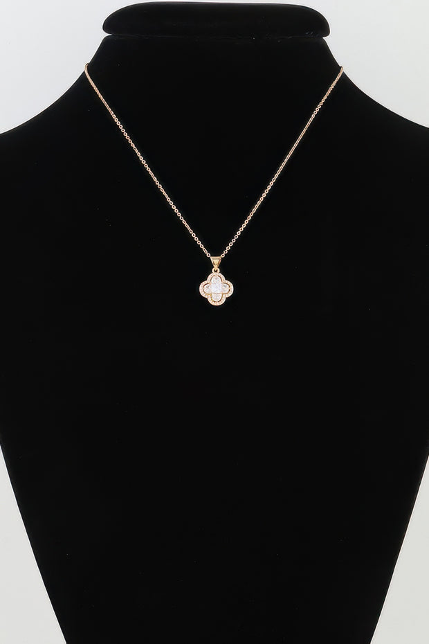 Bejeweled Cubic Zirconia Clover Necklace