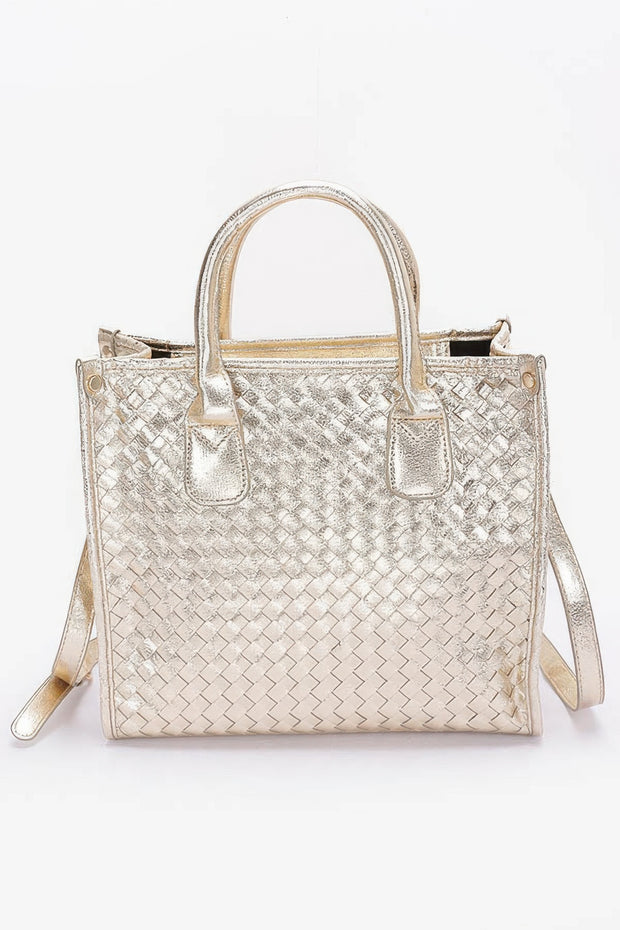 Metallic Braided Tote Bag