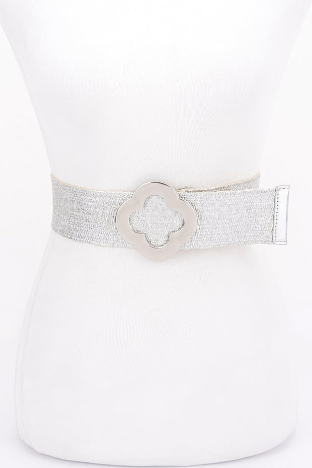 Metal Buckle Metallic Stretch Belt