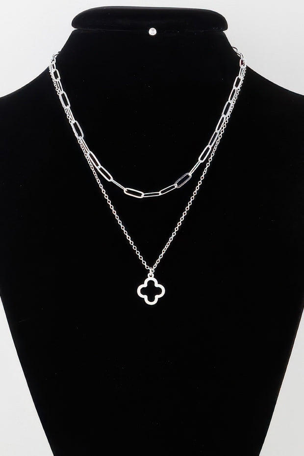 Double Open Clover Chain Necklace