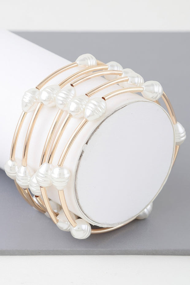 Multi Pearl Shell Tube Bracelet