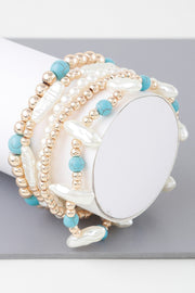 Multi Stone N Pearl Beaded Bracelet