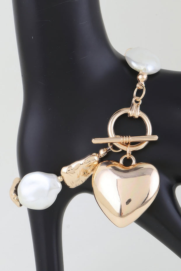 Multi Stone Heart Toggle Bracelet