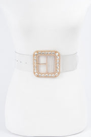 Stone Metal Buckle Clear Belt