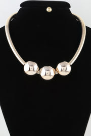Triple Shiny Bead Statement Necklace