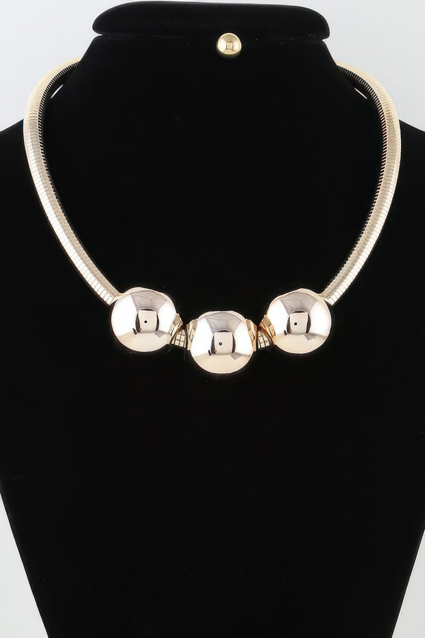 Triple Shiny Bead Statement Necklace