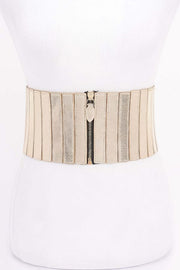 Multi Pu Zip Front Elastic Belt