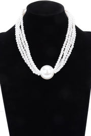 Multi Faux Pearl Chain Necklace