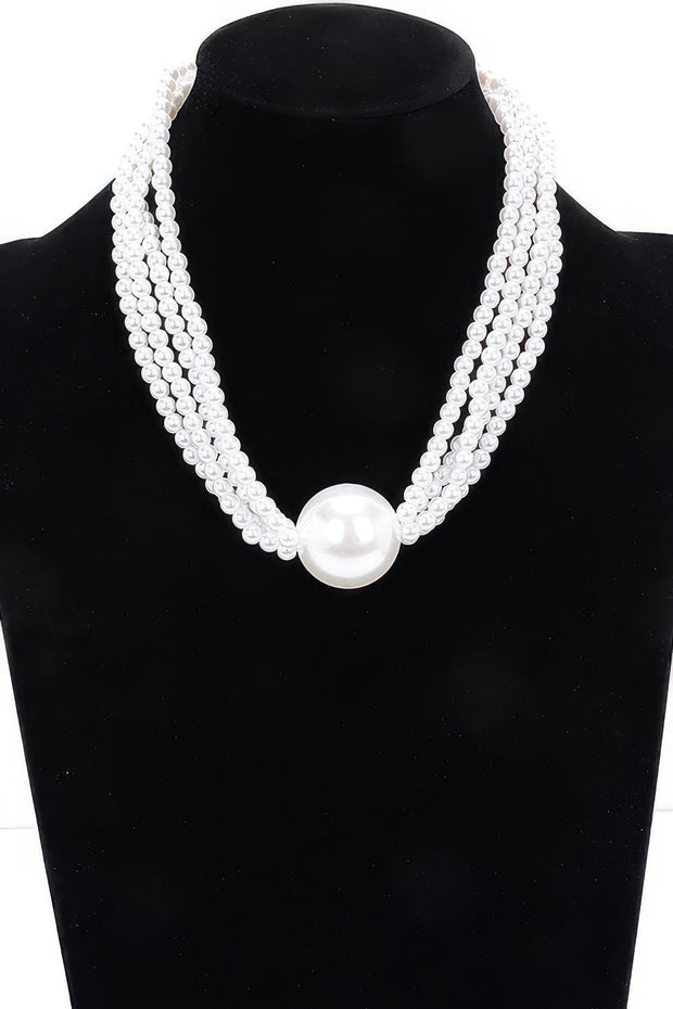 Multi Faux Pearl Chain Necklace