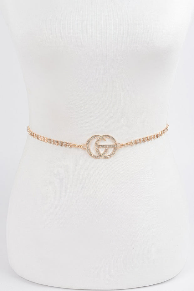 Rhinestone Metal Chain Belt
