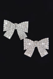 Ribbon Shape Rhinestone Earrings