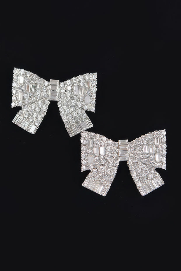 Ribbon Shape Rhinestone Earrings