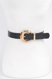 Faux Leather Metal Buckle Belt