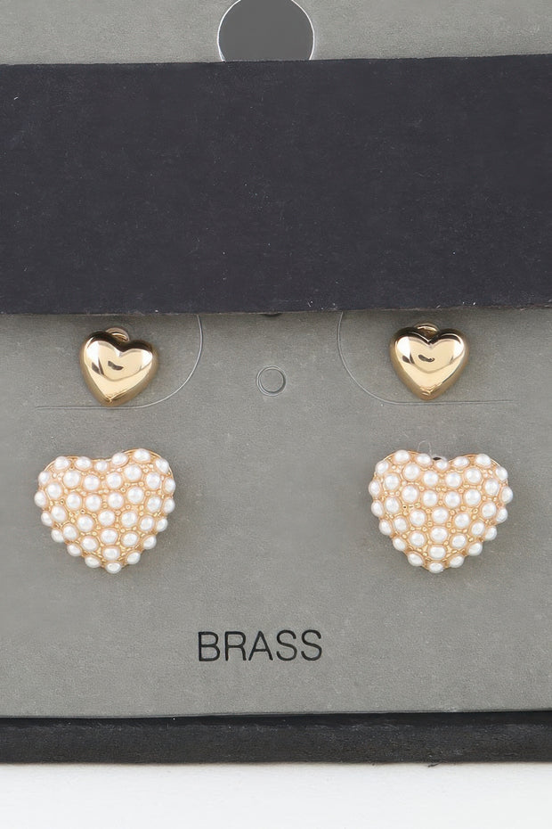 Twin Hearts Stud Earrings