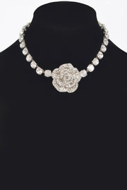 Rhinestone Flower Choker