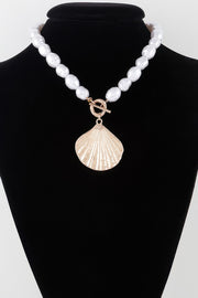 Pearl Seashell Toggle Necklace