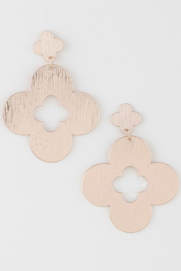 Textured Open Clover Drop Earrings