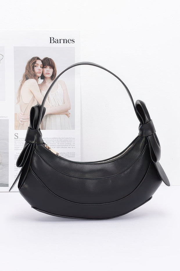 Faux Leather Hobo Bag With Bows
