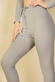 Tie-Front Ribbed Lounge Leggings