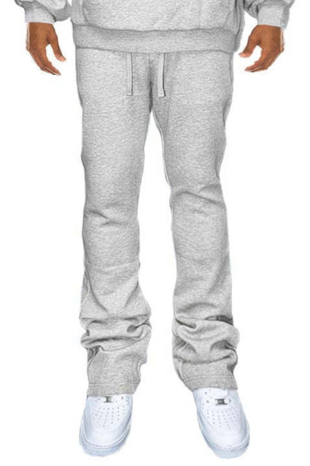 Men's Solid Stacked Flared Sweat Pants