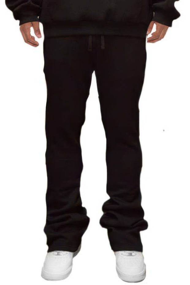 Men's Solid Stacked Flared Sweat Pants