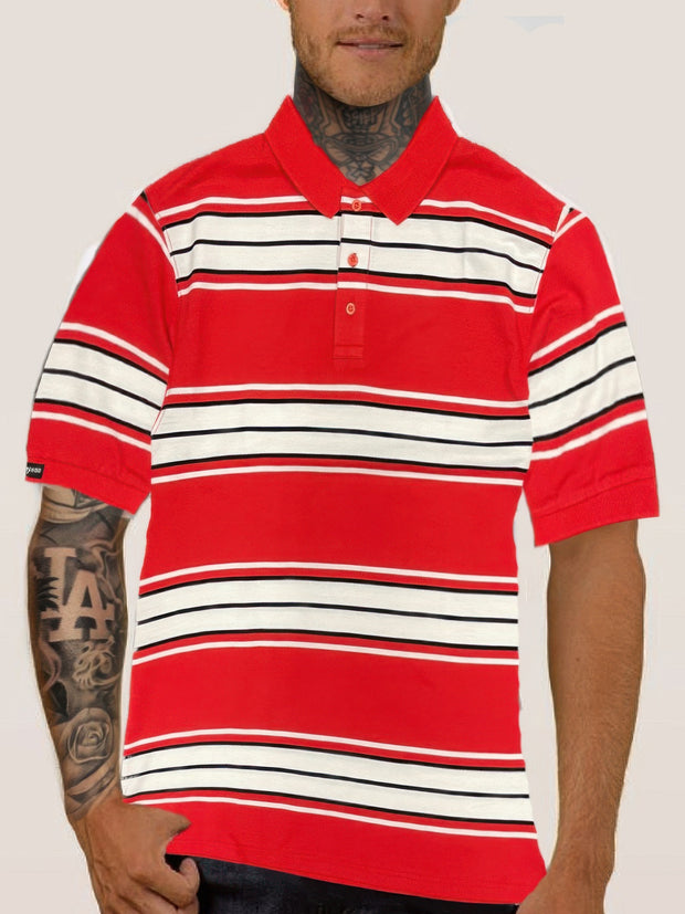 Old School Striped Pique Polo Shirt