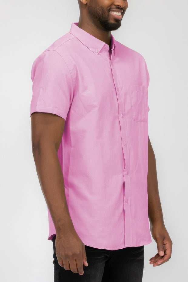 Men's Casual Short Sleeve Solid Shirt