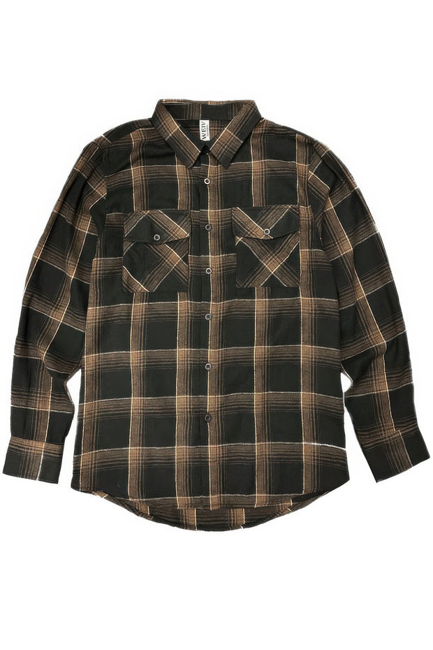 Long Sleeve Flannel Full Plaid Checkered Shirt