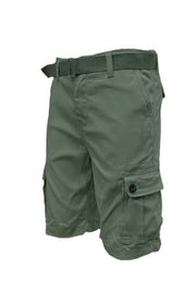 Mens Belted Cargo Shorts With Pockets