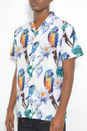 Mens Tucan Parrot Print Resort Button Down Shirt