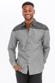 Men's Two Tone Long Sleeve Button Down Shirt