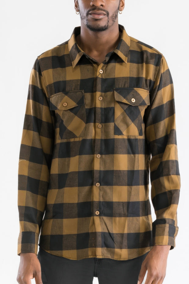 Checkered Long Sleeve Flannel Shirt