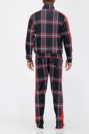 Plaid Checkered Full Zip Track Pants