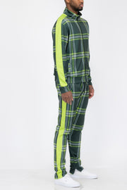 Plaid Checkered Full Zip Track Pants