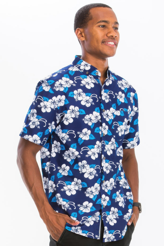 Mens Print Hawaiian Button Down Shirt