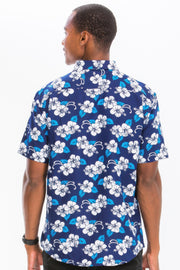 Mens Print Hawaiian Button Down Shirt