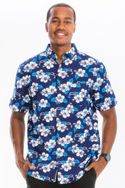 Mens Print Hawaiian Button Down Shirt