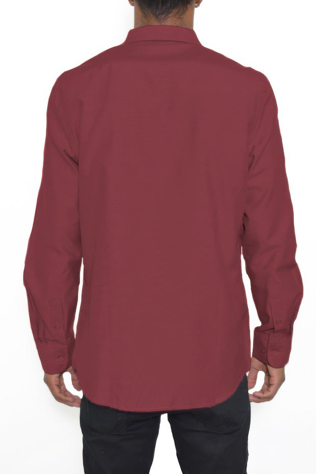 Mens Solid Long Sleeve Button Down