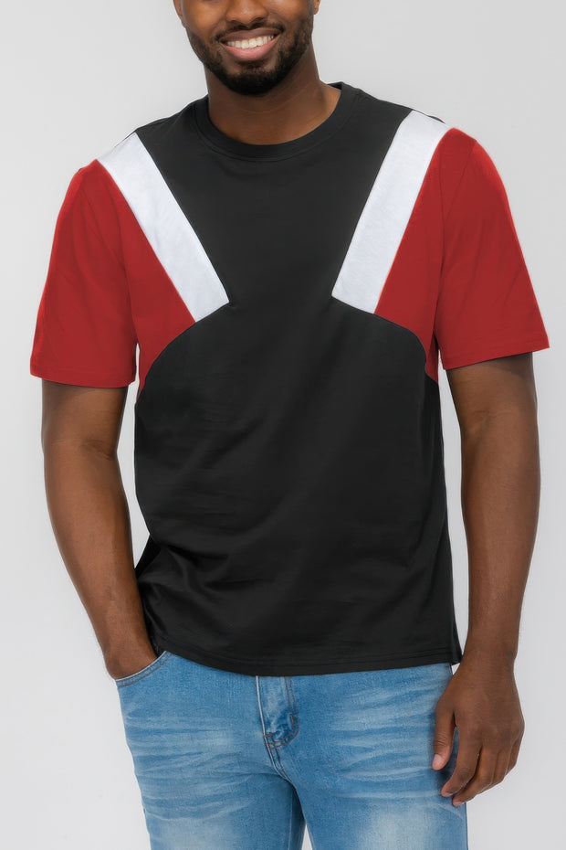 Mens Color Block Short Sleeve Tshirt