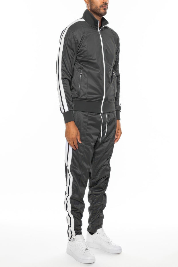 Striped Tape Front Pleat Track Suit