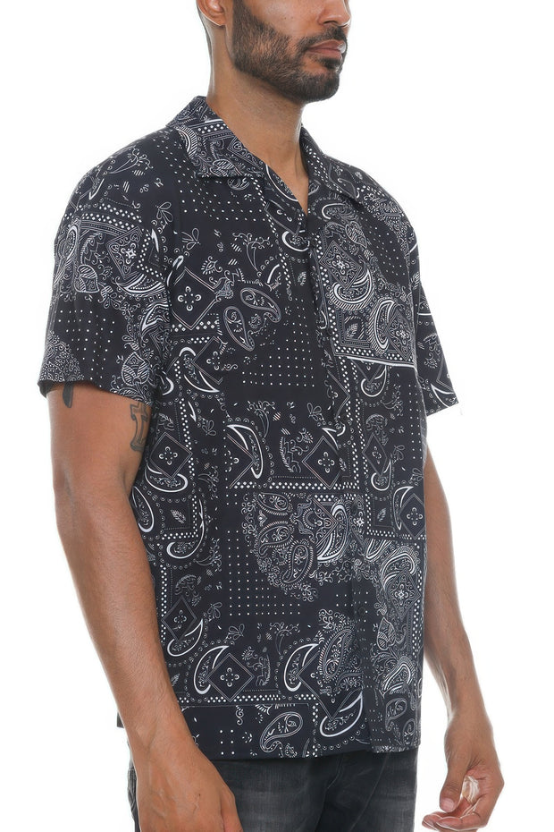 Mens Collared Print Button Down