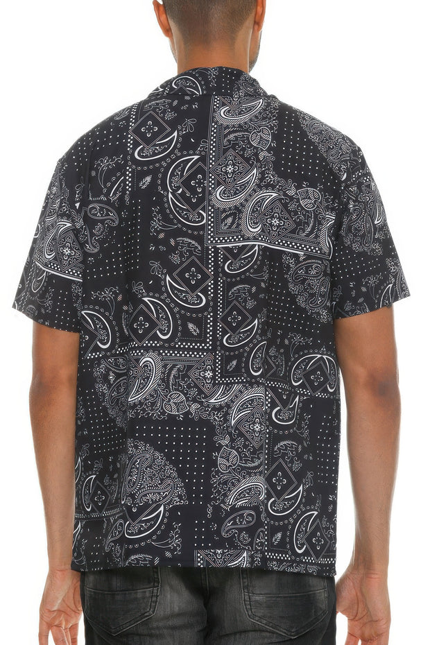 Mens Collared Print Button Down