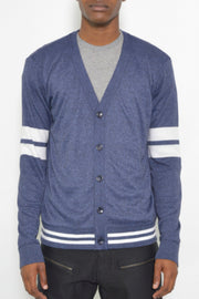 Mens Two Stripe Button Cardigan